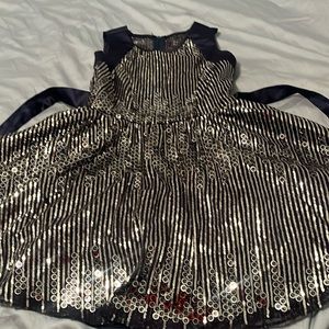 Royal blue and silver little girls dress